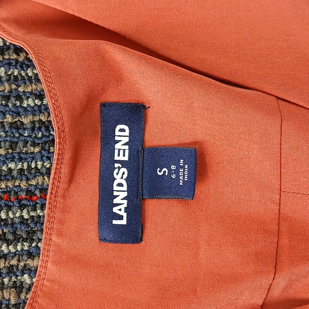 Lands End Top Commuter Shirt V-Neck Poplin Long Sleeve Blouse Small - Picture 5 of 6